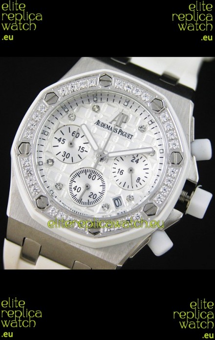 Audemars Piguet Royal Oak Offshore Lady Alinghi Swiss Watch in White Checkered Dial