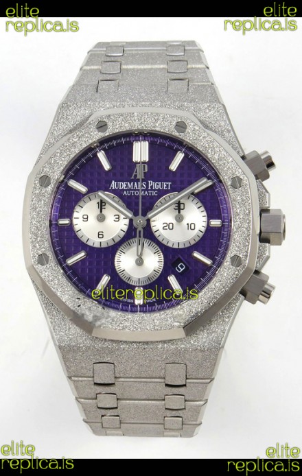 Royal Oak Chrono 26331 Frosted White Gold Purple Dial Super Clone Watch 