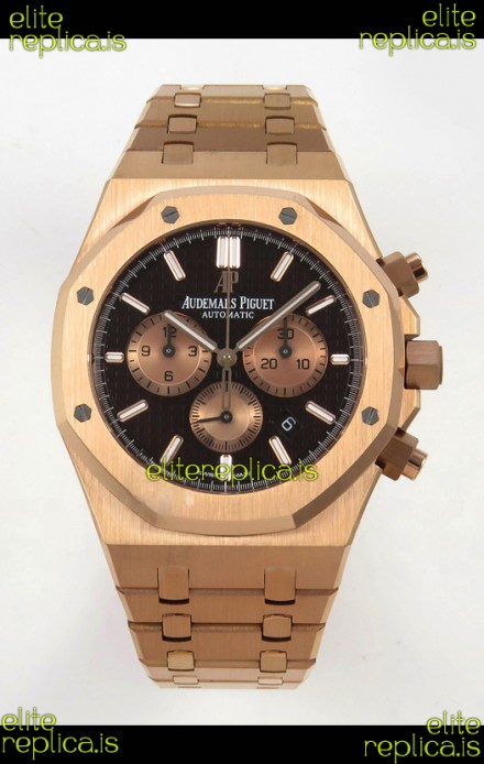 Royal Oak Chrono 26331 Rose Gold Brown Dial Super Clone Watch 