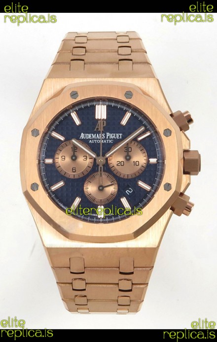 Royal Oak Chrono 26331 Rose Gold Blue Dial Super Clone Watch 