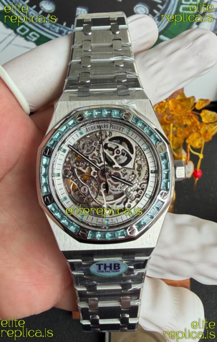 Royal Oak Openworked 15412BC Green Sapphires Super Clone Watch