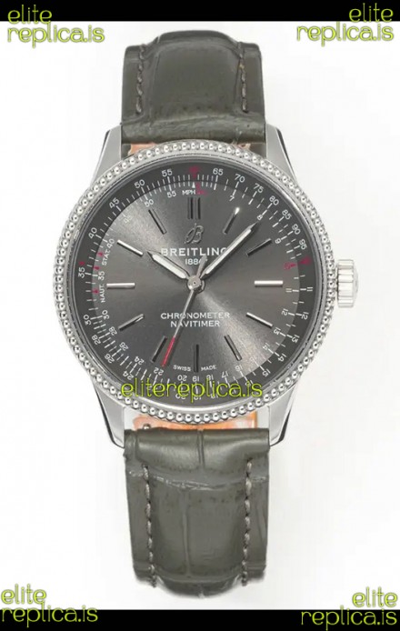 Navitimer Automatic 36 Grey Dial Steel Casing Super Clone Watch 