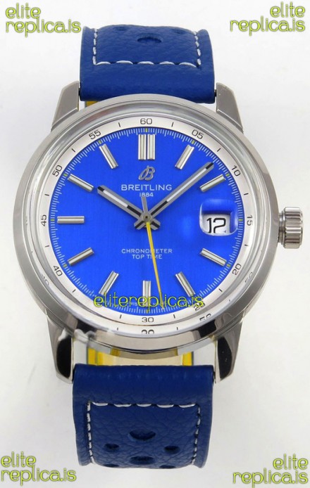Top Time B31 38mm Blue Dial Yellow Seconds Hands Super Clone Watch 