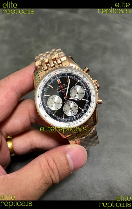 Breitling Navitimer B01 43MM Rose Gold Black Dial Super Clone Watch 