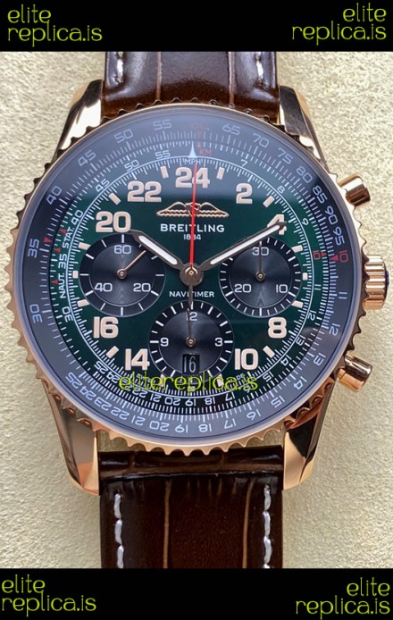 Breitling Navitimer B02 Rose Gold Green Dial Swiss Replica Watch 