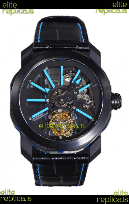 Bvlgari Octo Roma PVD Titanium Watch in Blue Hour Markers Super Clone Watch 