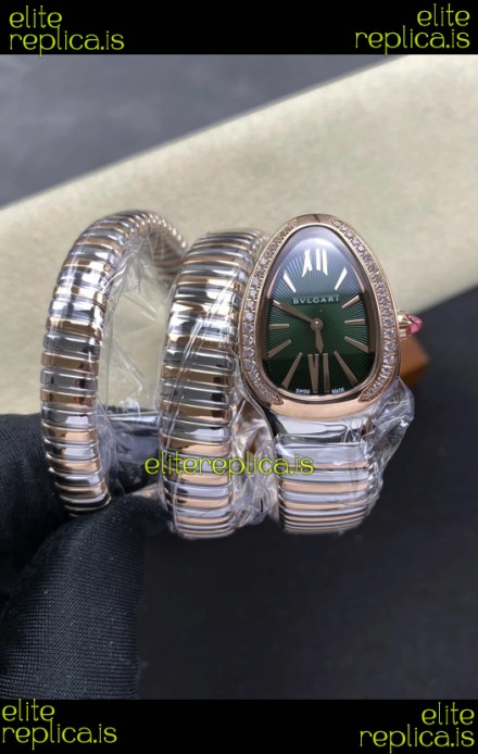 Serpenti Tubogas Double Spiral Green Dial Two Tone Super Clone Watch 