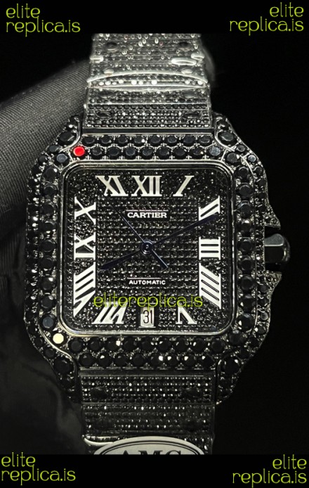 Cartier "Santos De Cartier" Black moissanite 40MM Super Clone Watch 