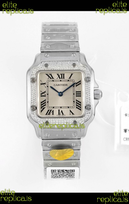 Cartier Santos Swiss Quartz 27MM Steel Dial Super Clone Watch