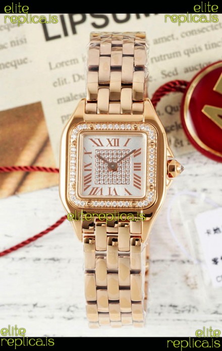 PANTHERE de Cartier 22mm Diamonds Dial Rose Gold Super Clone Watch