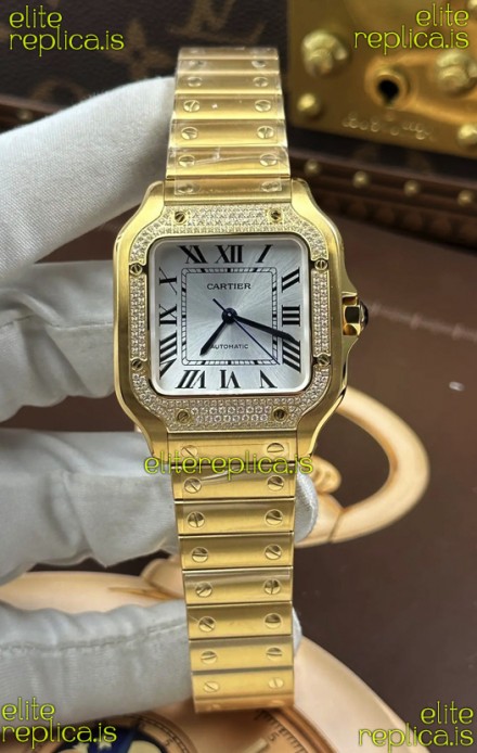 Santos De Cartier 35MM Yellow Gold Super Clone Edition Watch 
