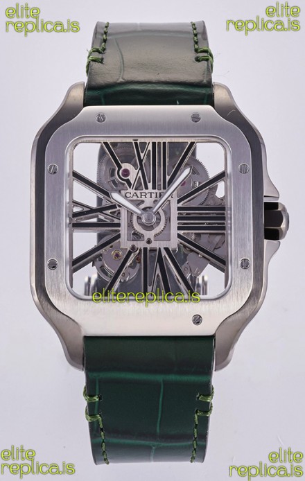 Santos De Cartier Super Clone Watch in Skeleton Dial Steel Case