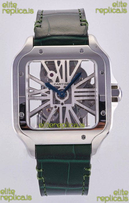 Santos De Cartier Super Clone Watch in Skeleton Dial Steel Case