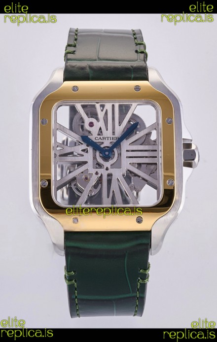 Santos De Cartier Super Clone Watch in Skeleton Dial Two Tone Case