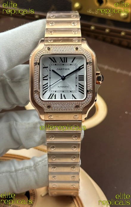 Santos De Cartier 35MM Rose Gold Super Clone Edition Watch 