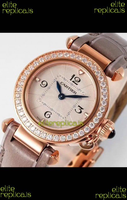 Pasha De Cartier Rose Gold Casing Watch 30MM Super Clone Watch 