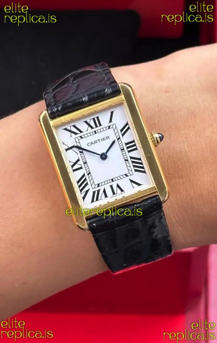 Cartier Tank Solo 27mm Yellow Gold Swiss Quartz Super Clone Watch 