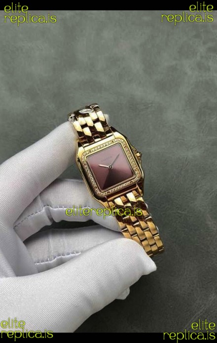 PANTHERE de Cartier 27MM Red Dial Diamonds Super Clone Watch 