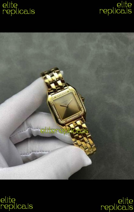 PANTHERE de Cartier 27MM Gold Diamonds Dial Super Clone Watch 
