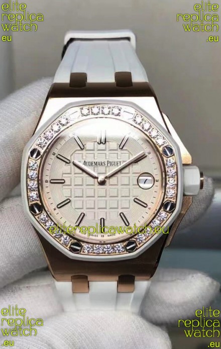 Audemars Piguet Royal Oak Offshore 37MM Swiss Quartz 1:1 Mirror Replica Watch in Rose Gold Casing