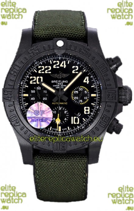 Breitling Avenger Hurricane Chronograph Black Dial Khaki Nylon - DLC Coating Swiss Replica Watch
