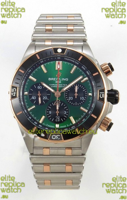 Breitling Chronomat Super Clone B01 42 Edition Swiss Two Tone Green Dial Watch 