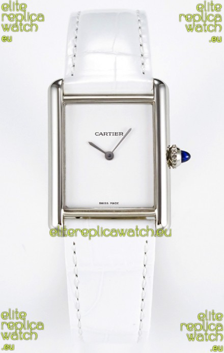 Tank Must Cartier Super Clone Edition 29MM Watch in Steel Casing White Dial 