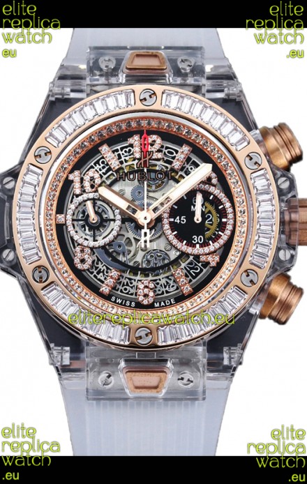 Hublot Big Bang Unico Sapphires Casing 1:1 Mirror Edition Swiss Replica Watch White Strap
