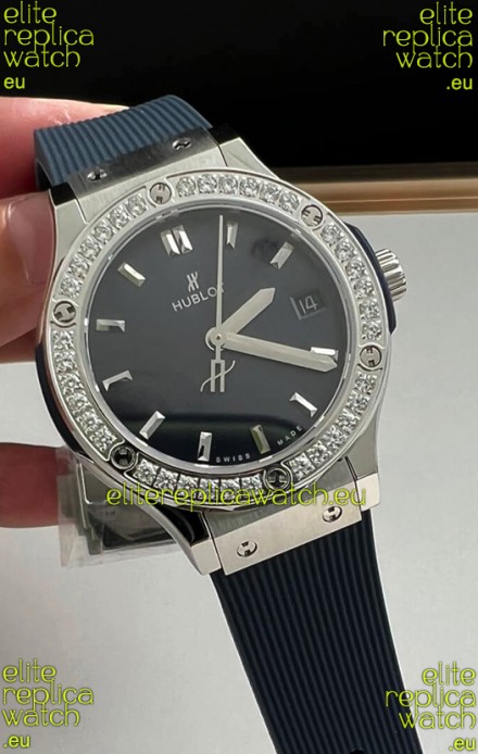 Hublot Classic Fusion Stainless Steel 33MM Blue Dial Swiss Quartz Movement Watch 1:1 Mirror Quality