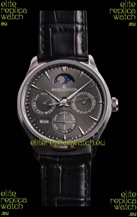 Jaeger LeCoultre Master Ultra Thin Perpetual Swiss Replica Watch in Grey Dial 