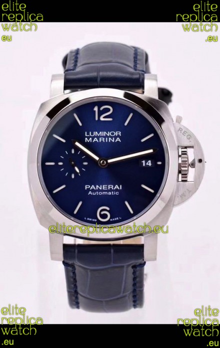 Panerai Luminor PAM01393 Automatic Blue Dial 42MM 1:1 Mirror Quality - 904L Steel in Leather Strap