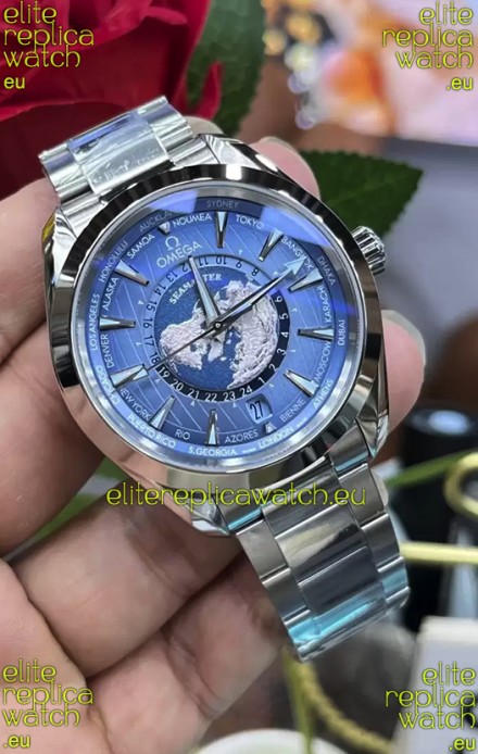 Omega Seamaster Aquaterra 150M Worldtimer Summer Blue 1:1 Mirror Replica Watch