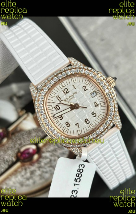 Patek Philippe Superclone Aquanaut 5069R Mossanites Paved Watch in Rose Gold Casing
