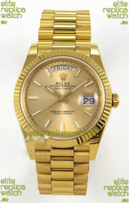 Rolex Day Date Super Clone Gold Dial 40MM 220 Grams Swiss Replica watch 