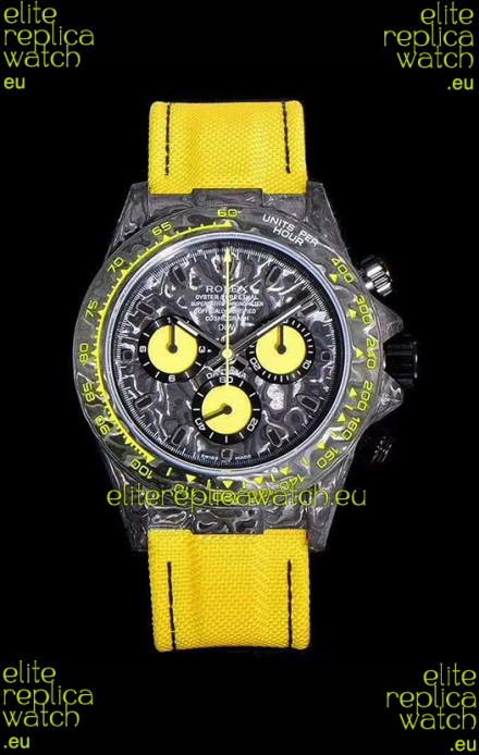 Rolex Daytona DiW Forged Cabon Casing 1:1 Mirror Replica Black Carbon Dial