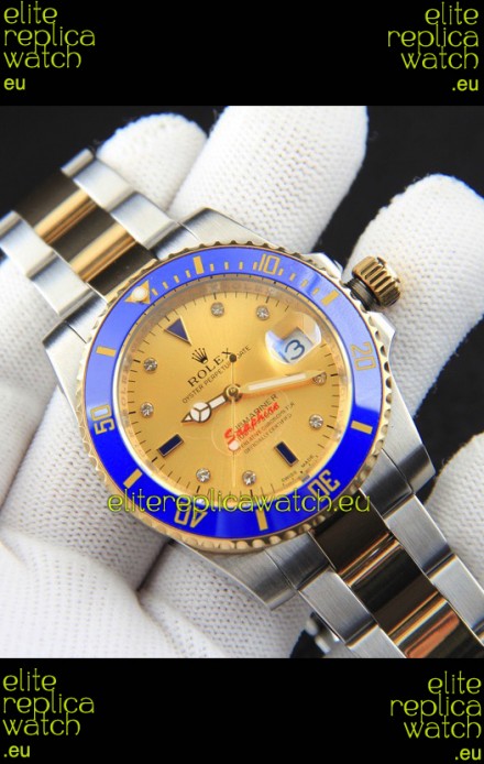 Rolex Submariner Japanese Replica Watch in 2 Tone Yellow Gold Casing Gold Dial 