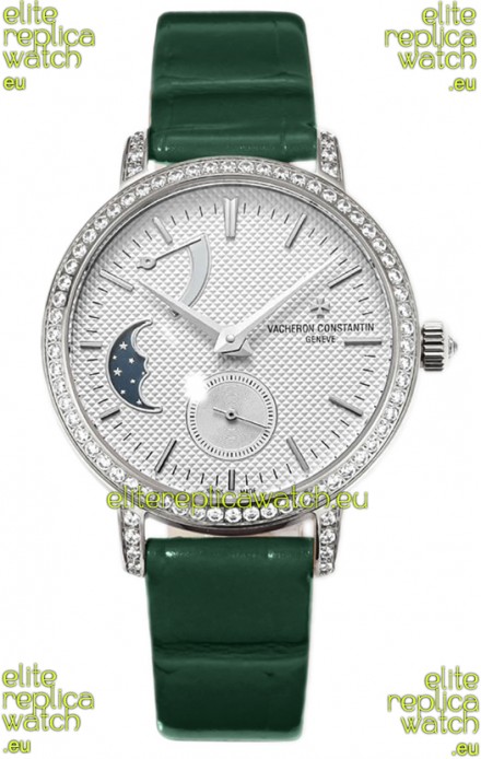 Vacheron Constantin Traditionelle Moon Phase White Dial in Steel Case Swiss Replica