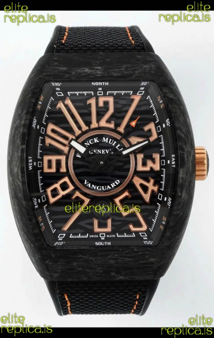 Franck Muller Super Clone Vanguard V45 Racing Carbon Watch in Nylon Strap