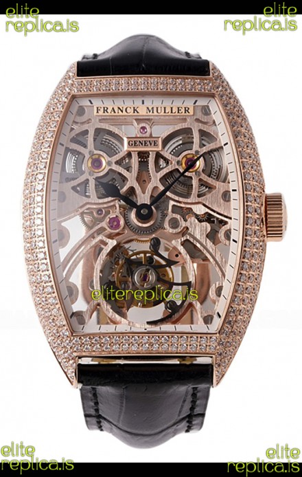 Franck Muller Fast Tourbillon Rose Gold Diamonds Super Clone Watch 
