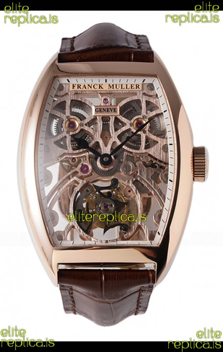Franck Muller Fast Tourbillon Rose Gold Brown Strap Super Clone Watch 