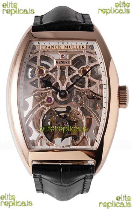 Franck Muller Fast Tourbillon Rose Gold Black Strap Super Clone Watch 