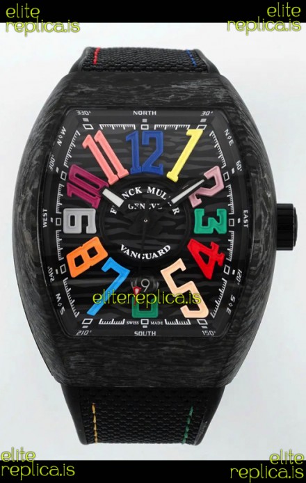 Franck Muller Super Clone Vanguard V45 Racing Carbon Watch in Nylon Strap