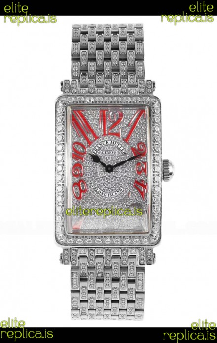 Franck Muller Long Island Stainless Steel Diamonds Swiss Replica Watch 