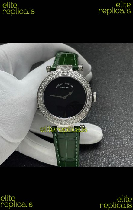 Franck Muller Double Mystery Swiss Quartz Watch in Steel Diamonds Casing
