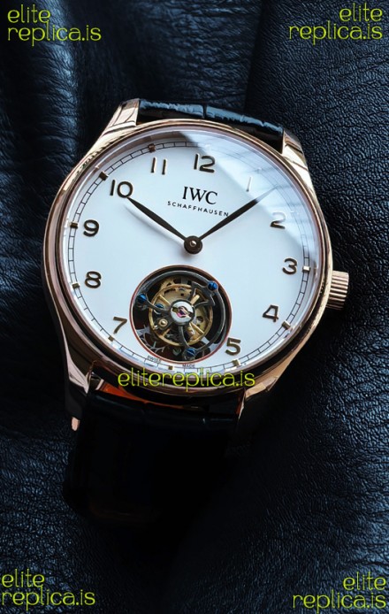 IWC Portuguese Tourbillon Rose Gold White Dial Super Clone Watch 