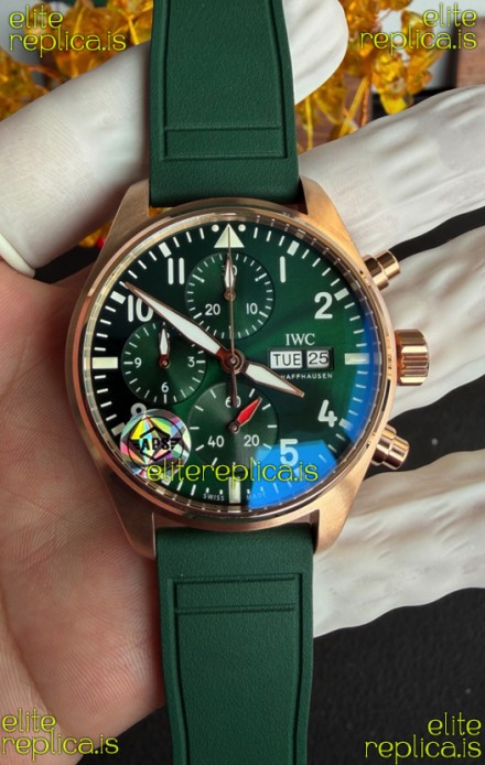 IWC PILOT'S Rose Gold Chronograph Green Dial Super Clone Watch 