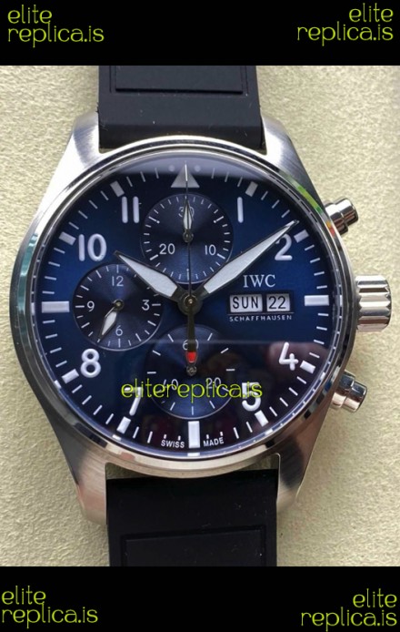 IWC PILOT'S Chronograph Blue Dial Rubber Strap Super Clone Watch 