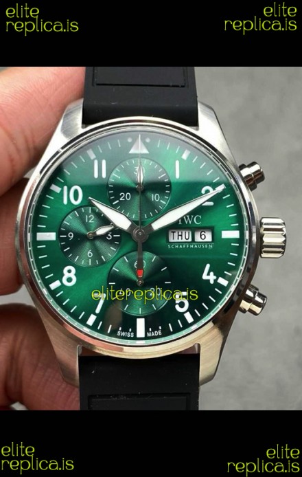 IWC PILOT'S Chronograph Green Dial Rubber Strap Super Clone Watch 