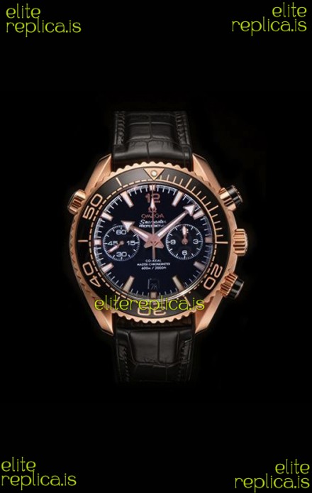 Omega Speedmaster Planet Ocean Rose Gold Black Dial Super Clone Watch 