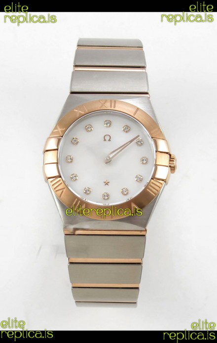 Omega Constellation 28MM Two Tone Rose Gold Pearl Dial QUARTZ Super Clone Watch 